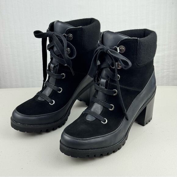 UGG Redwood Waterproof Booties Black Lace Up Chunky Platform Size 8.5 EUR 39.5 - Picture 1 of 12